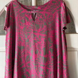 IOLANI HAWAII VINTAGE WOMENS PULLON OVER BLOUSE TOP KEYHOLE NICE PINK HAWAIIAN M